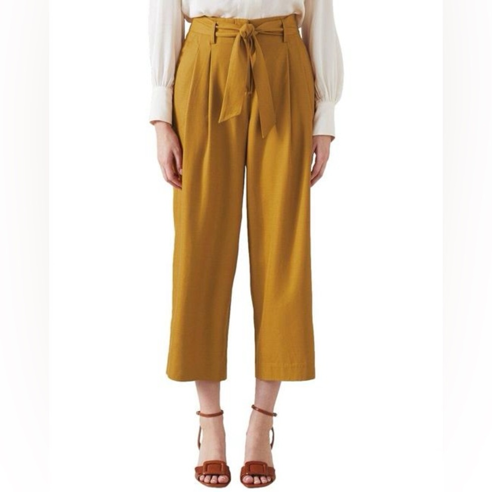 NWT LK‎ Bennet Mustard Yellow Cropped Pants Sz 14